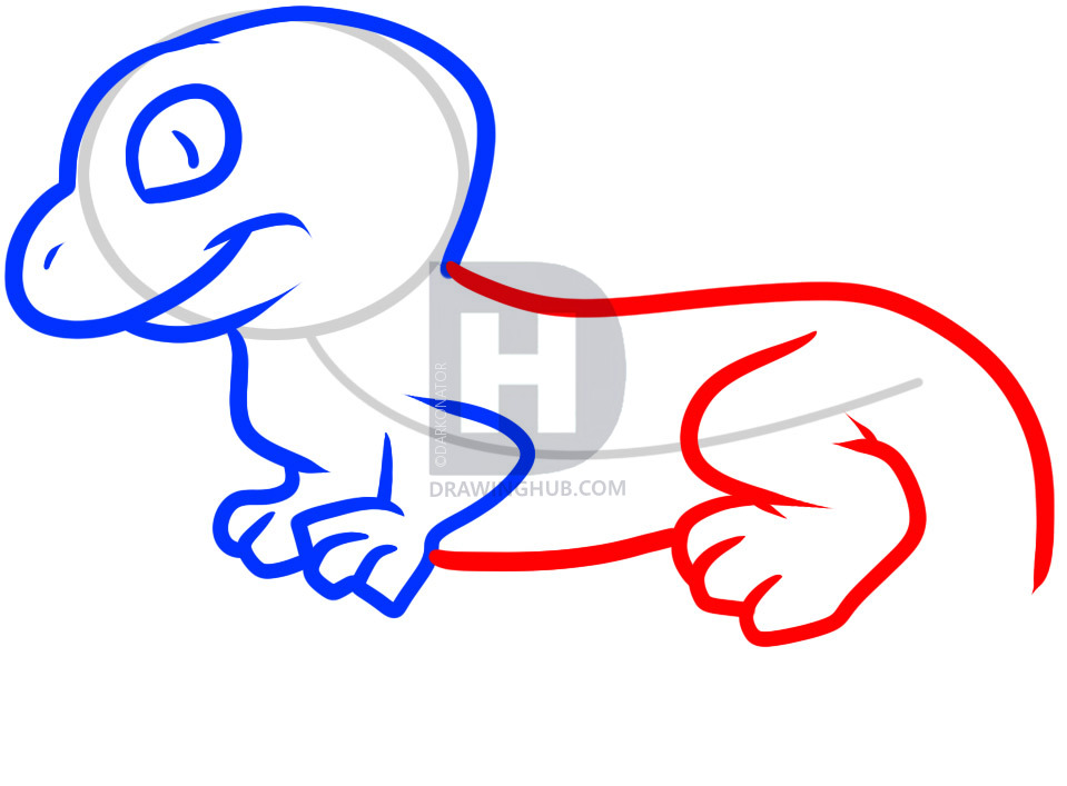 959x707 How To Draw A Lizard For Kids, Step - Lizard Drawing For Kids