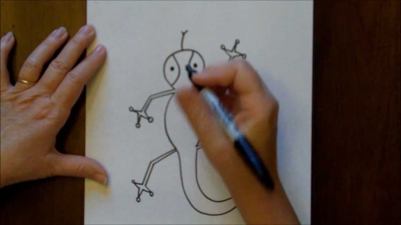 1280x720 How To Draw A Cartoon Lizard Easy Drawing Lesson For Children - Lizard Drawing For Kids
