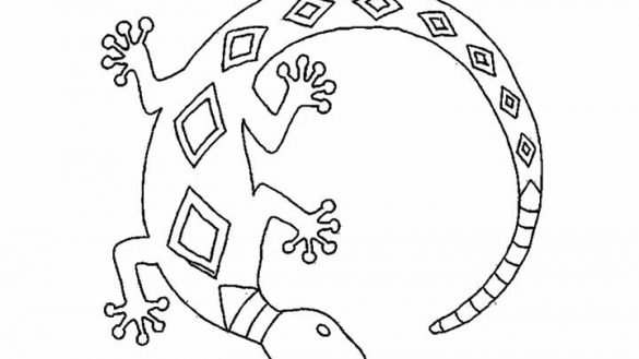 585x329 lizard coloring pages cropmobatl preschool coloring pages lizard - Lizard Drawing Outline