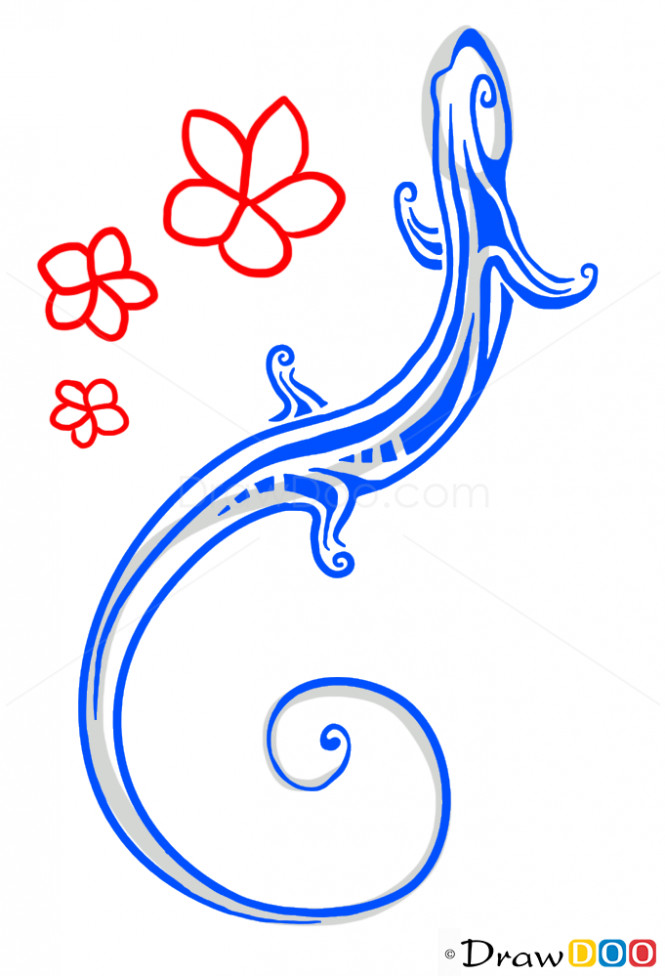 665x976 How To Draw A Lizard Step - Lizard Line Drawing