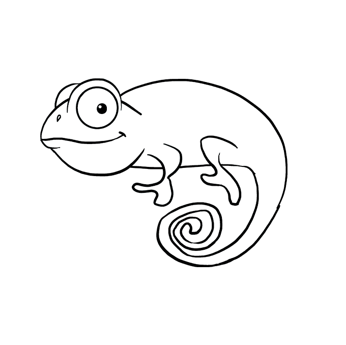 680x678 How To Draw A Chameleon - Lizard Outline Drawing