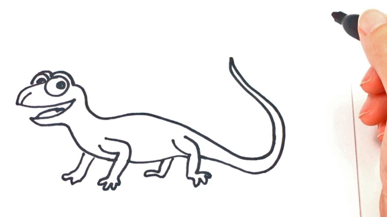 1280x720 how to draw a lizard lizard drawing lesson step - Lizard Outline Drawing