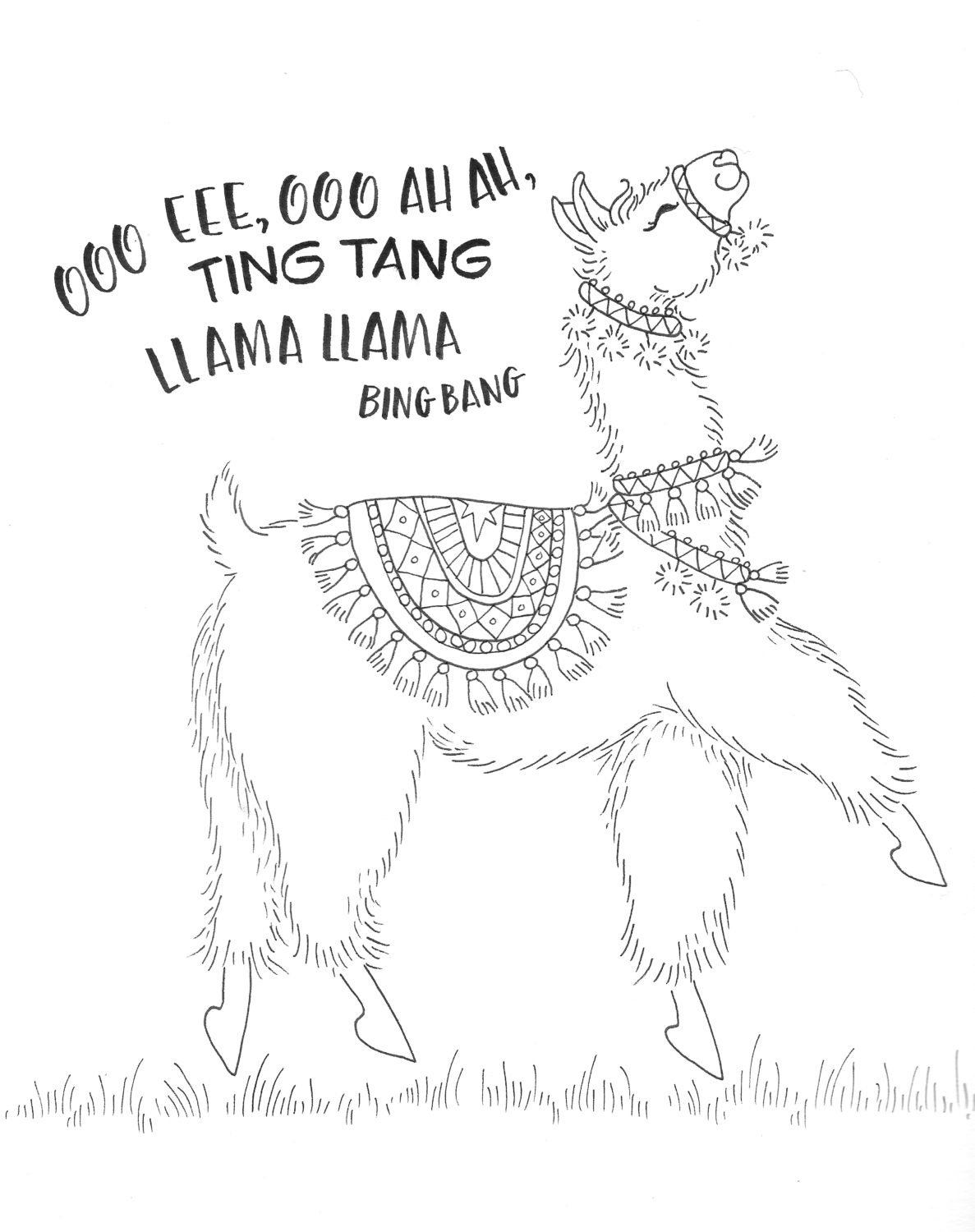 1187x1500 Llama Drawing Uni For Free Download - Llama Drawing