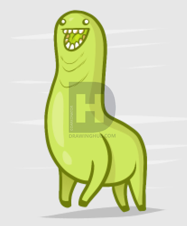 622x752 How To Draw Bunchie, Green Llama, Step - Llama Drawing