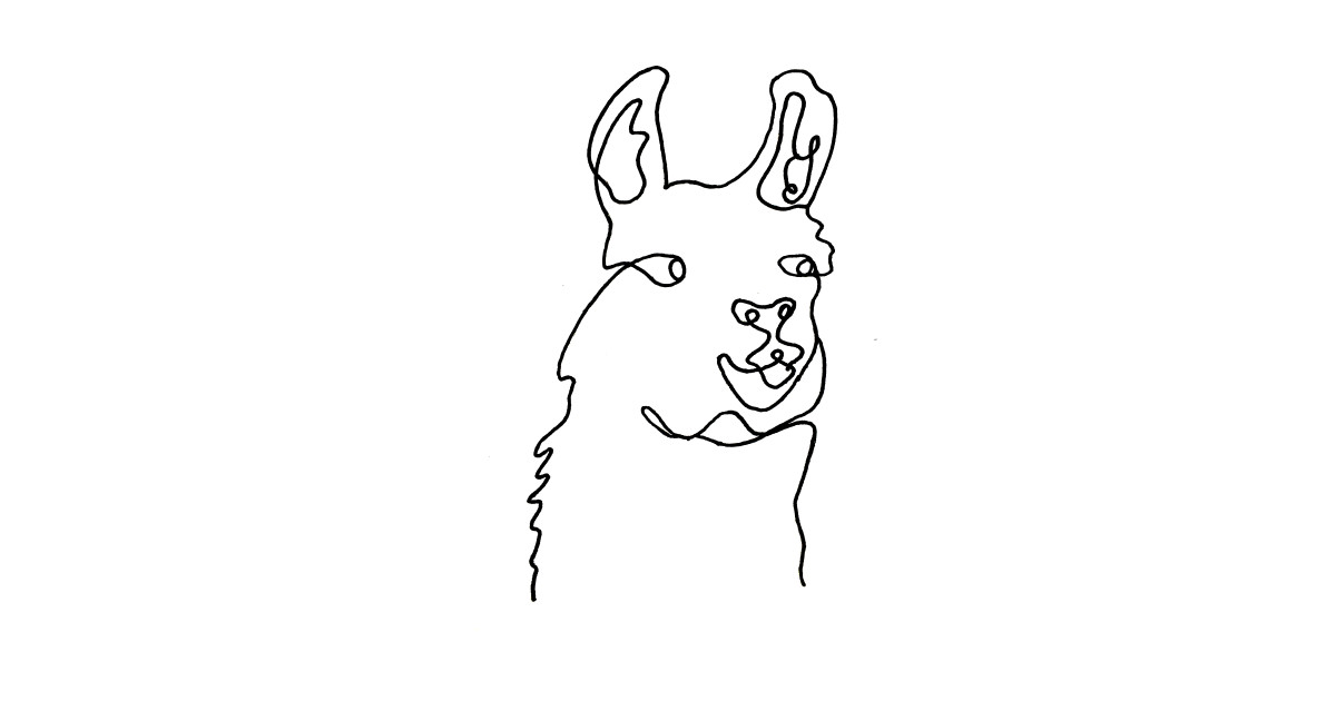 1200x630 Llama Continuous Line Art - Llama Line Drawing