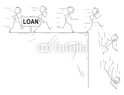 400x306 Cartoon Stick Drawing Conceptual Illustration Of People Taking - Loan Drawing