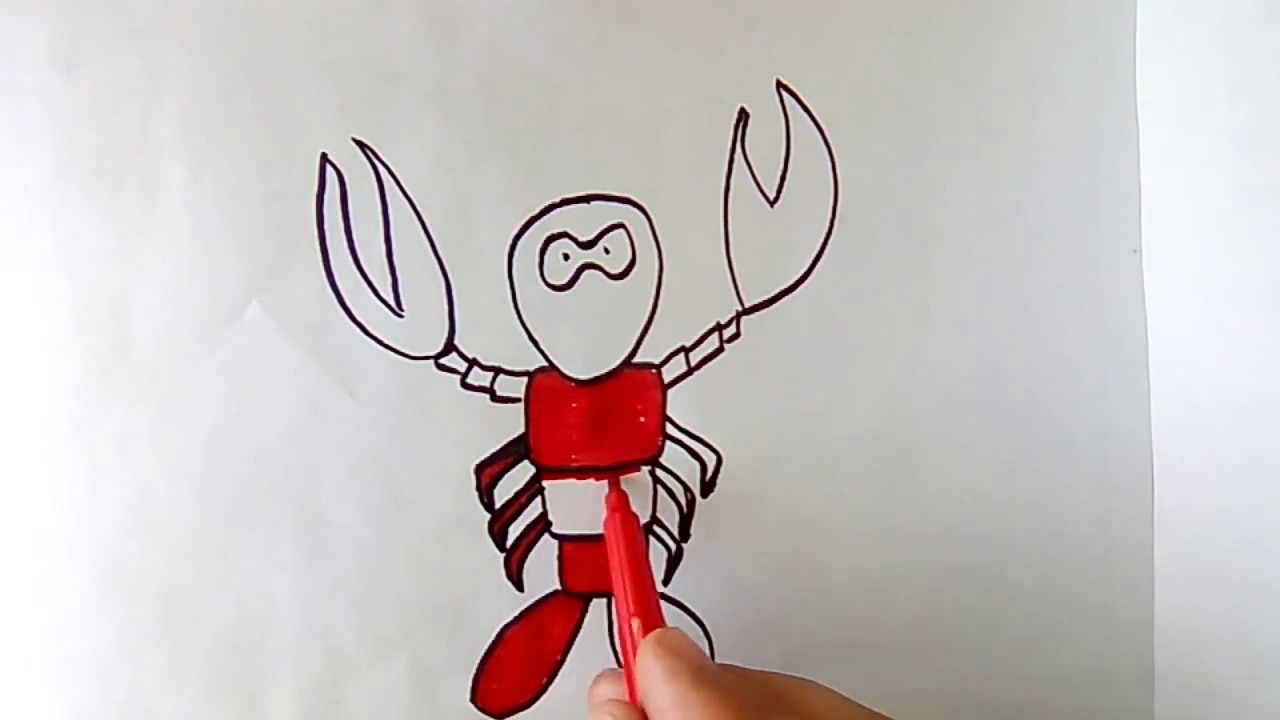 1280x720 how to draw lobsterlearn lobster drawing for kids - Lobster Cartoon Drawing