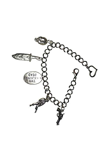 431x575 zombie walking dead, silver plated charm bracelet - Lobster Claw Drawing