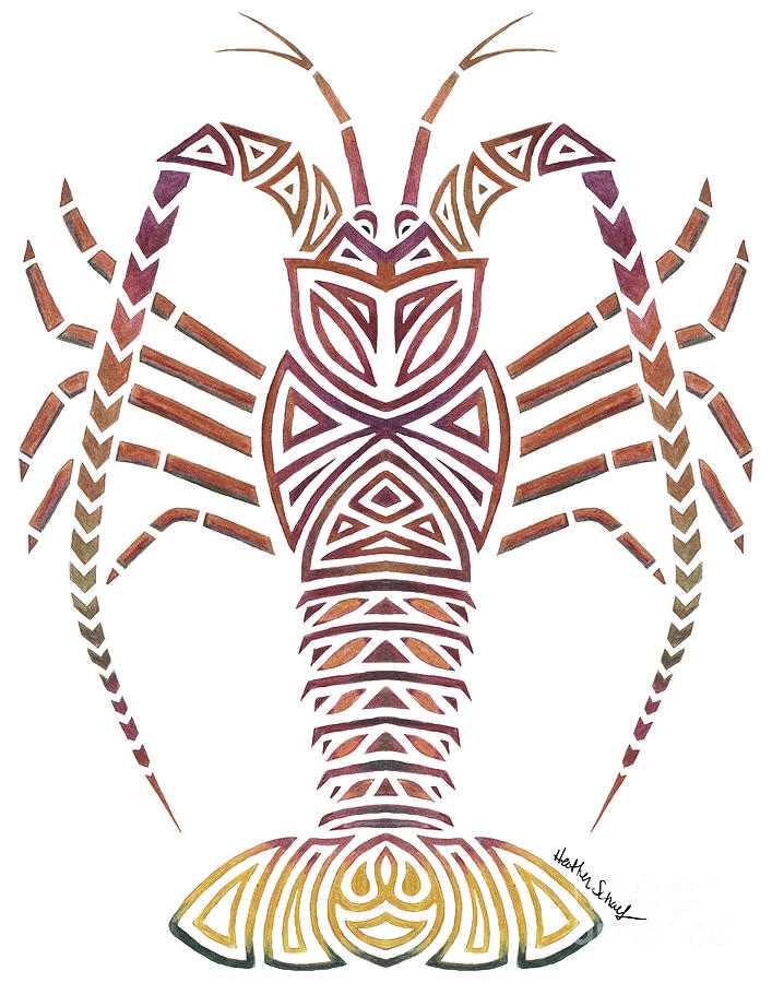 707x900 Tribal Caribbean Lobster Drawing - Lobster Drawing