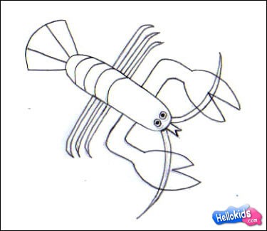 375x325 How To Draw Lobster - Lobster Drawing For Kids