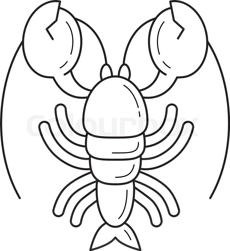 734x800 Lobster Line Icon Isolated On White Stock Vector Colourbox - Lobster Line Drawing
