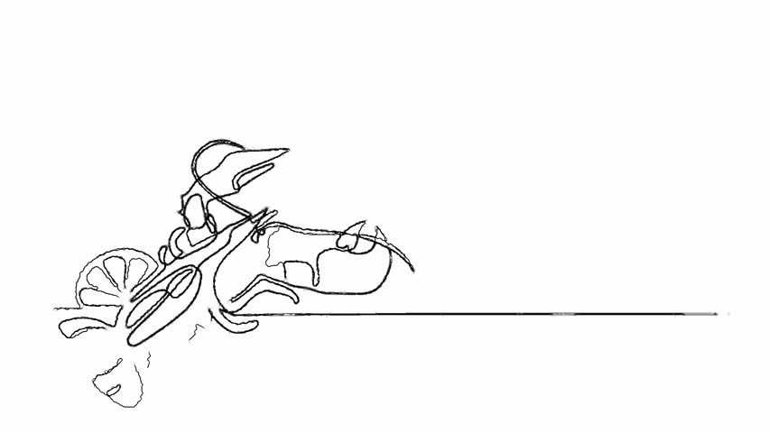 852x480 Self Drawing Animation Of Continuous One Line Drawing Of Isolated - Lobster Line Drawing