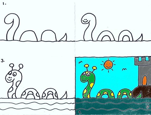 500x382 kids art drawing the loch ness monster art for kids - Loch Ness Monster Drawing