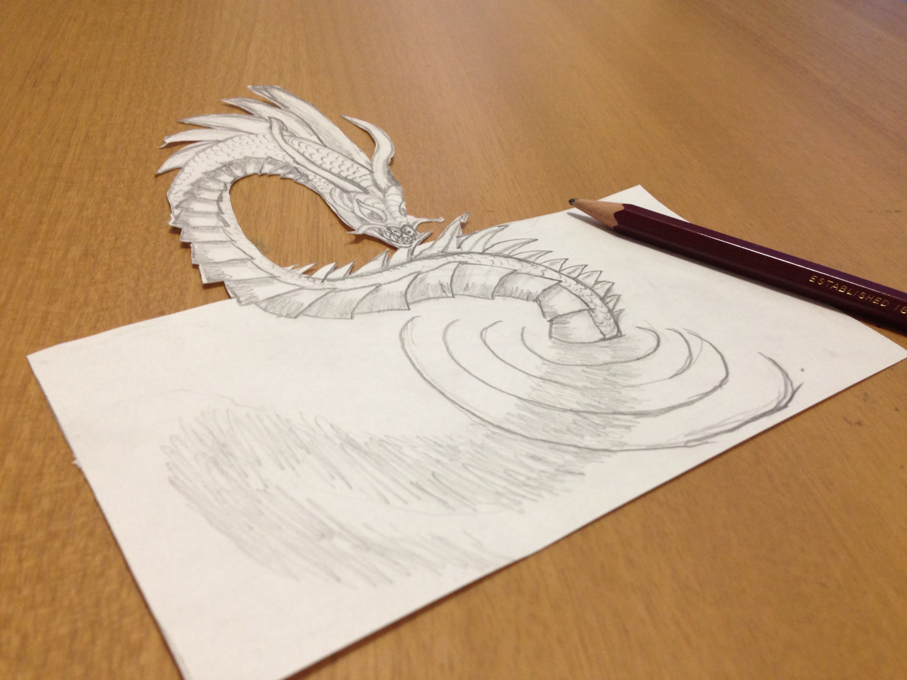 3000x2250 pencil drawing a loch ness monster - Loch Ness Monster Drawing