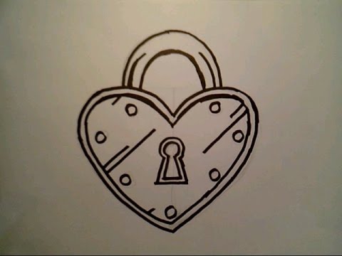How To Draw A Heart Lock Padlock Locket London Bridge Locks - Lock And Key...