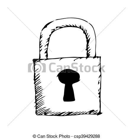450x470 doodle lock icon hand draw illustration design - Lock Drawing