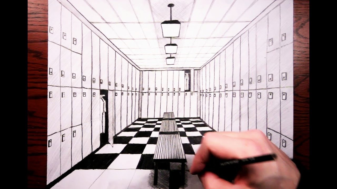 1280x720 How To Draw A Locker Room In One Point Perspective - Locker Drawing