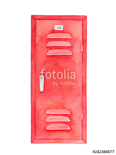 375x500 red locker watercolour drawing furniture to leave things - Locker Drawing