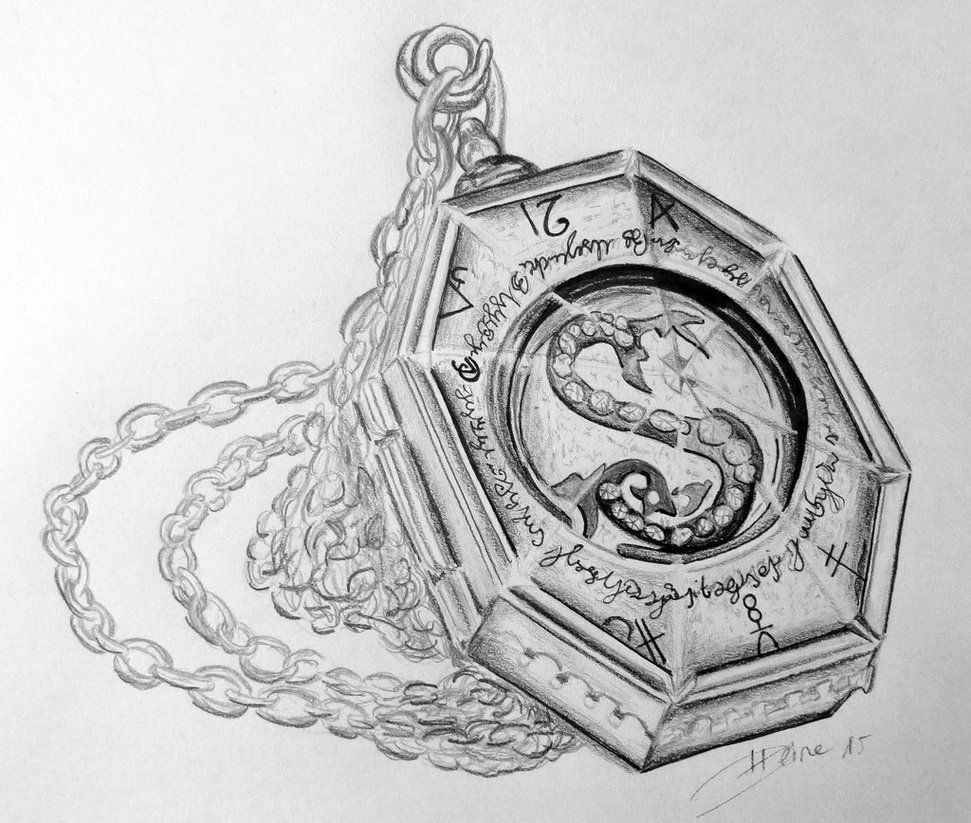 971x823 slytherin's locket - Locket Drawing