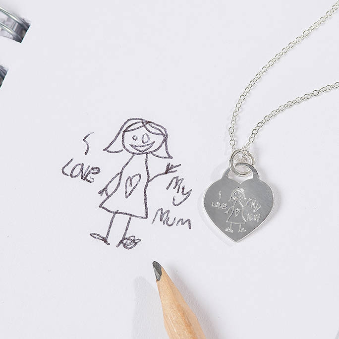 684x684 your child's drawing personalised silver heart necklace - Locket Drawing