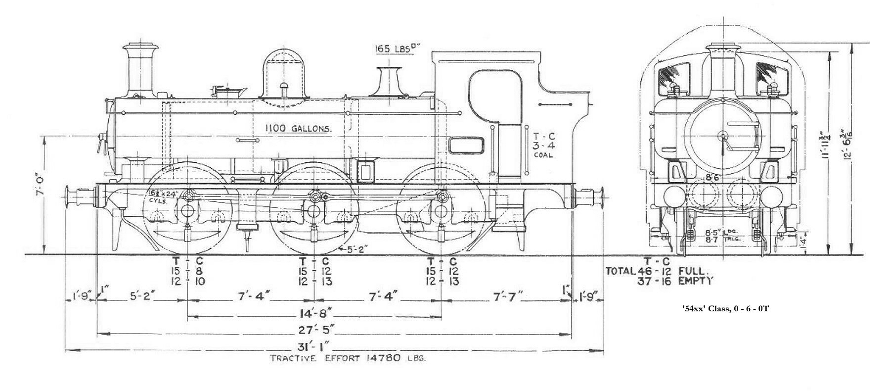 Locomotive Side View Drawings