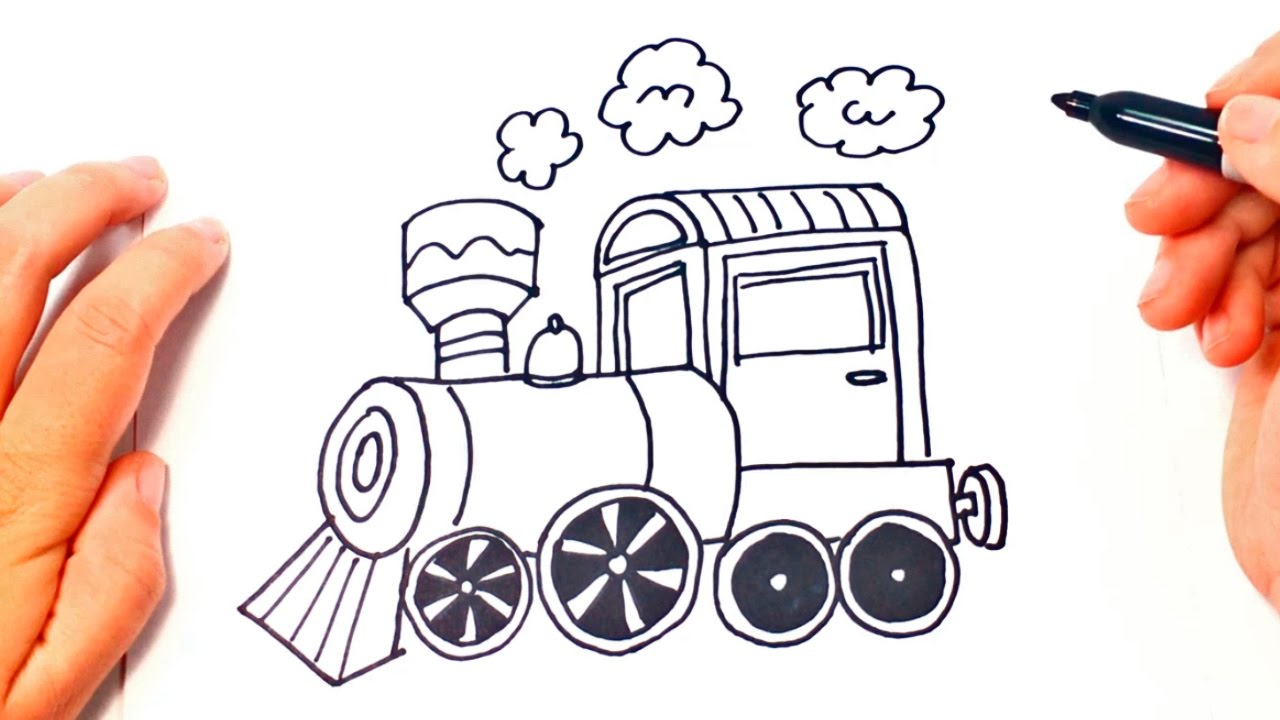1280x720 how to draw a locomotive train train drawing lesson - Locomotive Drawing