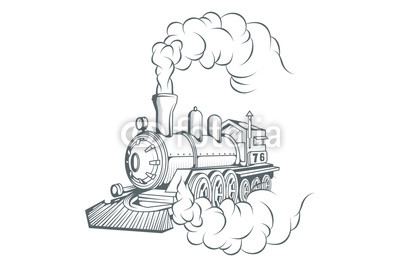 400x267 old train logo locomotive drawing steam transport vector - Locomotive Drawing