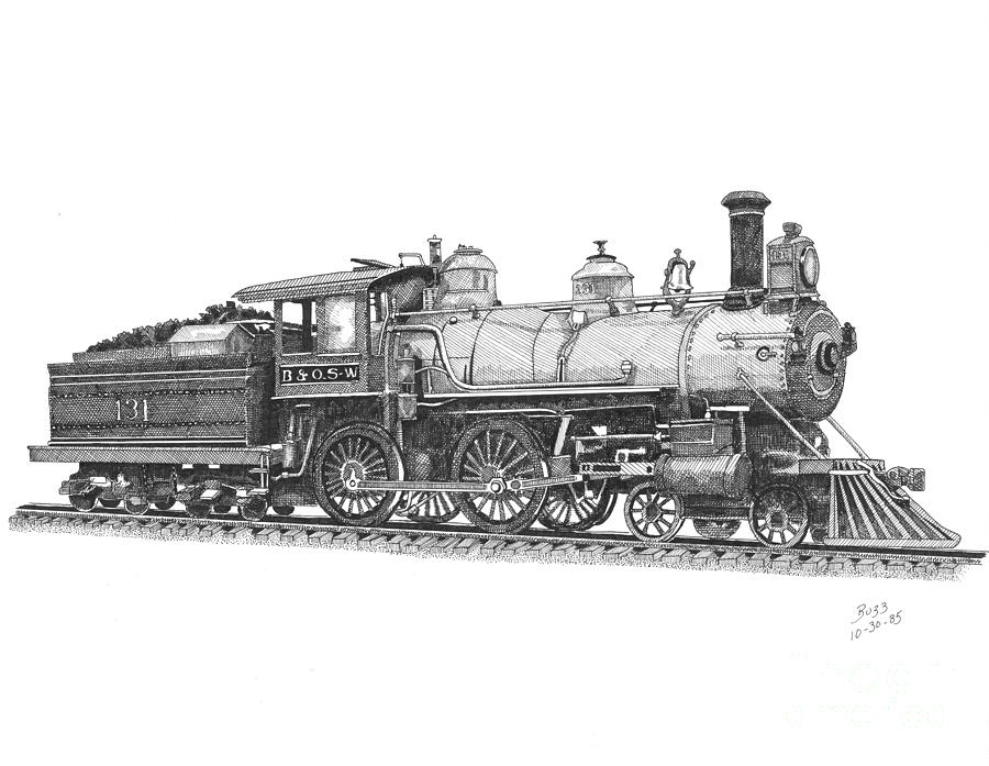 900x697 older steam locomotive drawing - Locomotive Drawing