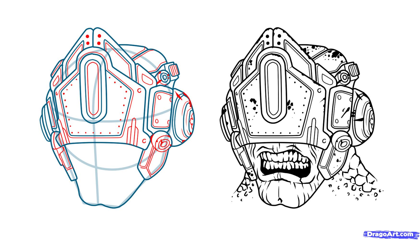 1750x1000 step how to draw a locust, gears of war - Locust Drawing