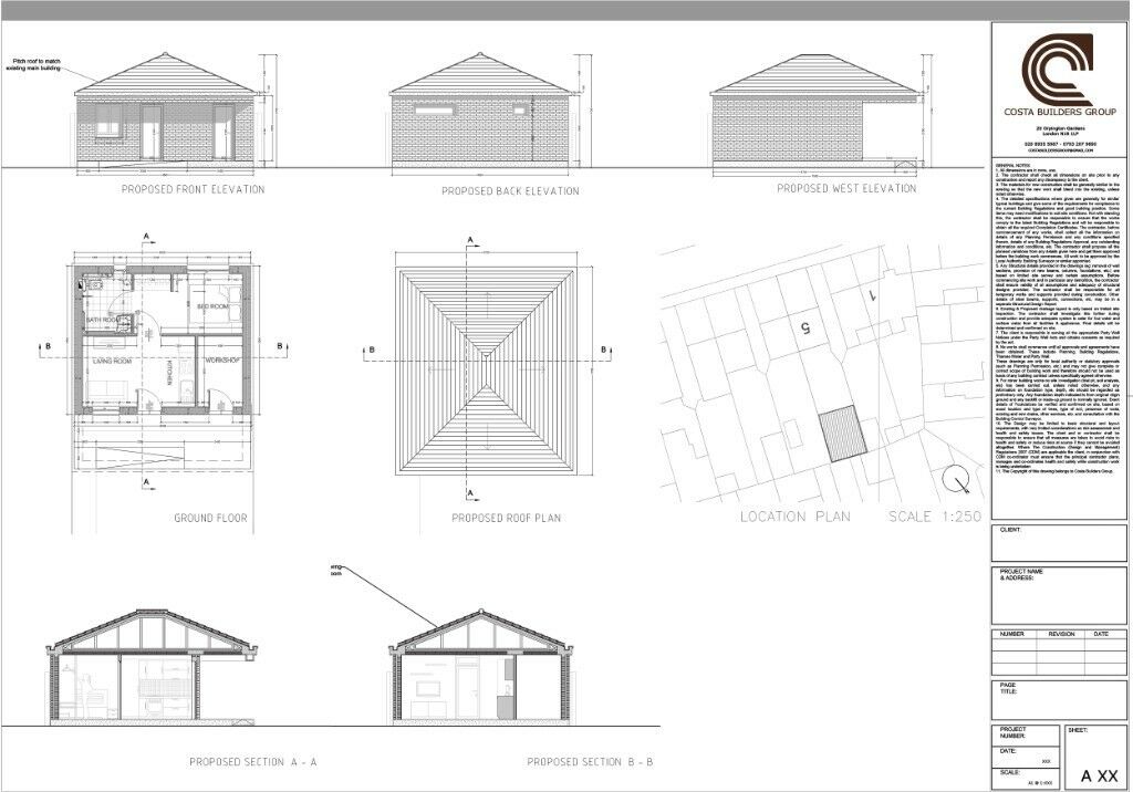 1024x716 house extension drawings only - Loft Drawings