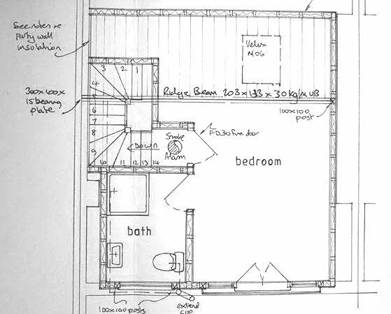 559x450 loft conversion plans, architectural drawings floor plans - Loft Drawings