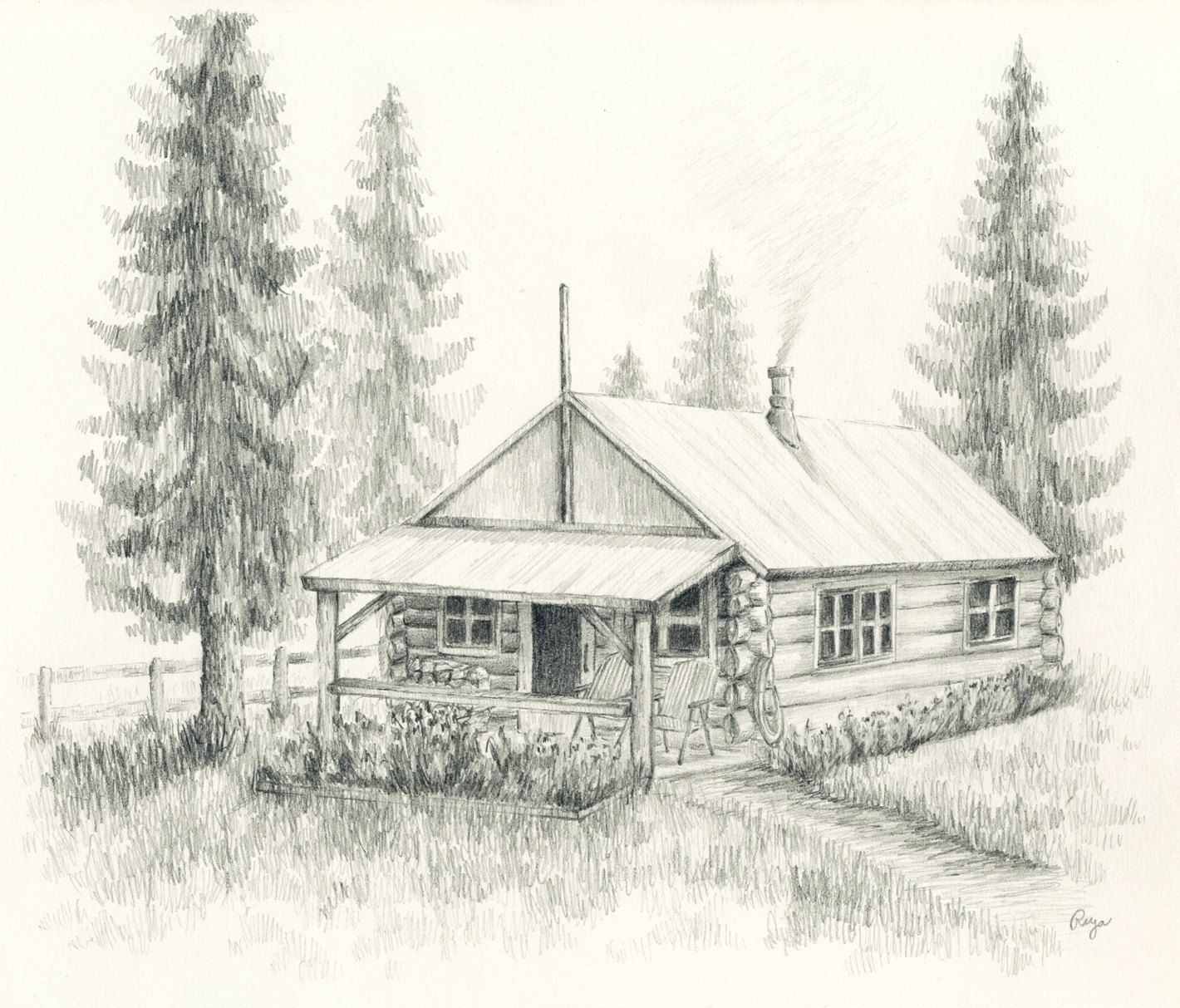 Log Cabin Drawing At Paintingvalley Com Explore Collection Of