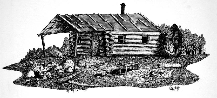900x408 Log Cabin Drawing - Log Cabin Drawing