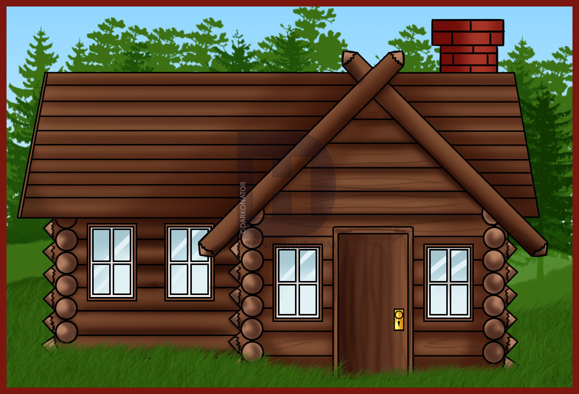 1156x788 How To Draw A Log Cabin House, Step - Log Cabin Drawing