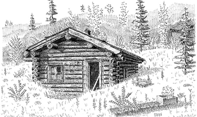 670x400 Log Cabin Drawing Ideas Photo Gallery - Log House Drawing