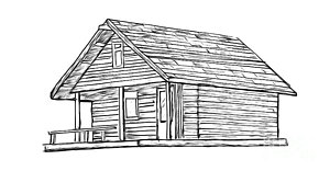 300x156 Log Cabin Drawings Fine Art America - Log House Drawing