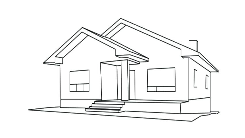 852x480 House Drawing Drawing Of A House - Log House Drawing