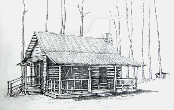 600x380 Bailey Log Cabin Nancyzurenda Wood Cabin Drawing - Log House Drawing