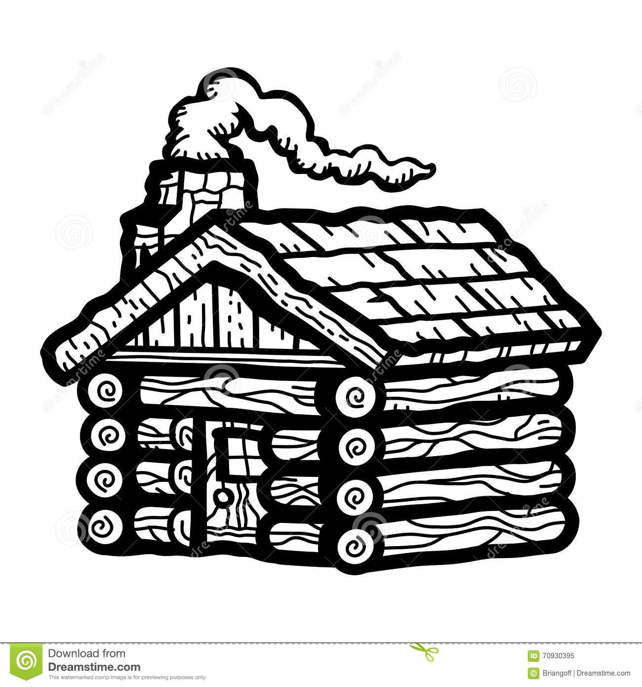 1300x1390 Cool Log Cabin Coloring - Log House Drawing