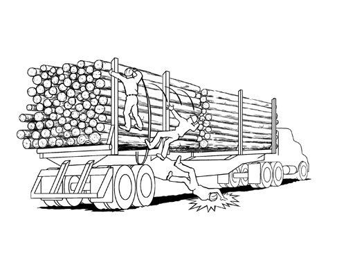 500x369 Driver Climbing Side Of Log Truck Slips, Falls - Log Truck Drawing