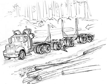 370x293 Gyppo Logging Forest Hiker - Log Truck Drawing