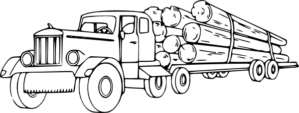 600x227 Log Truck Clip Art - Log Truck Drawing