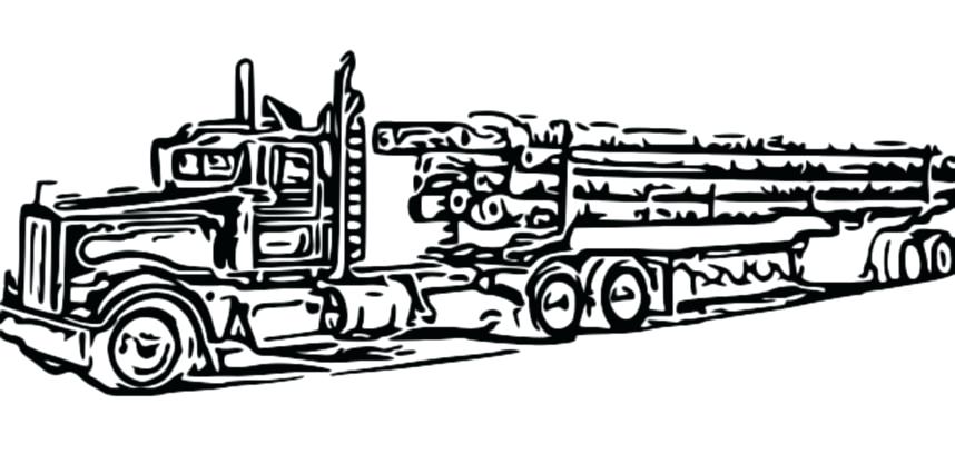 858x425 Log Drawing Free Download - Log Truck Drawing