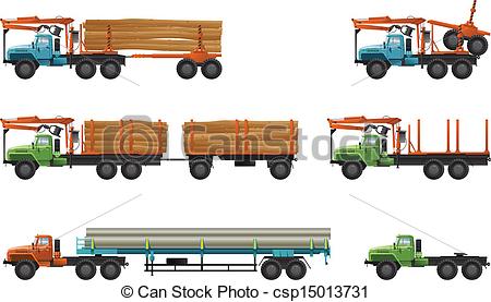 450x277 Vector Color Illustration Of Trucks - Log Truck Drawing