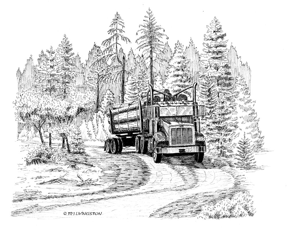 Log Truck Drawing at Explore collection of Log
