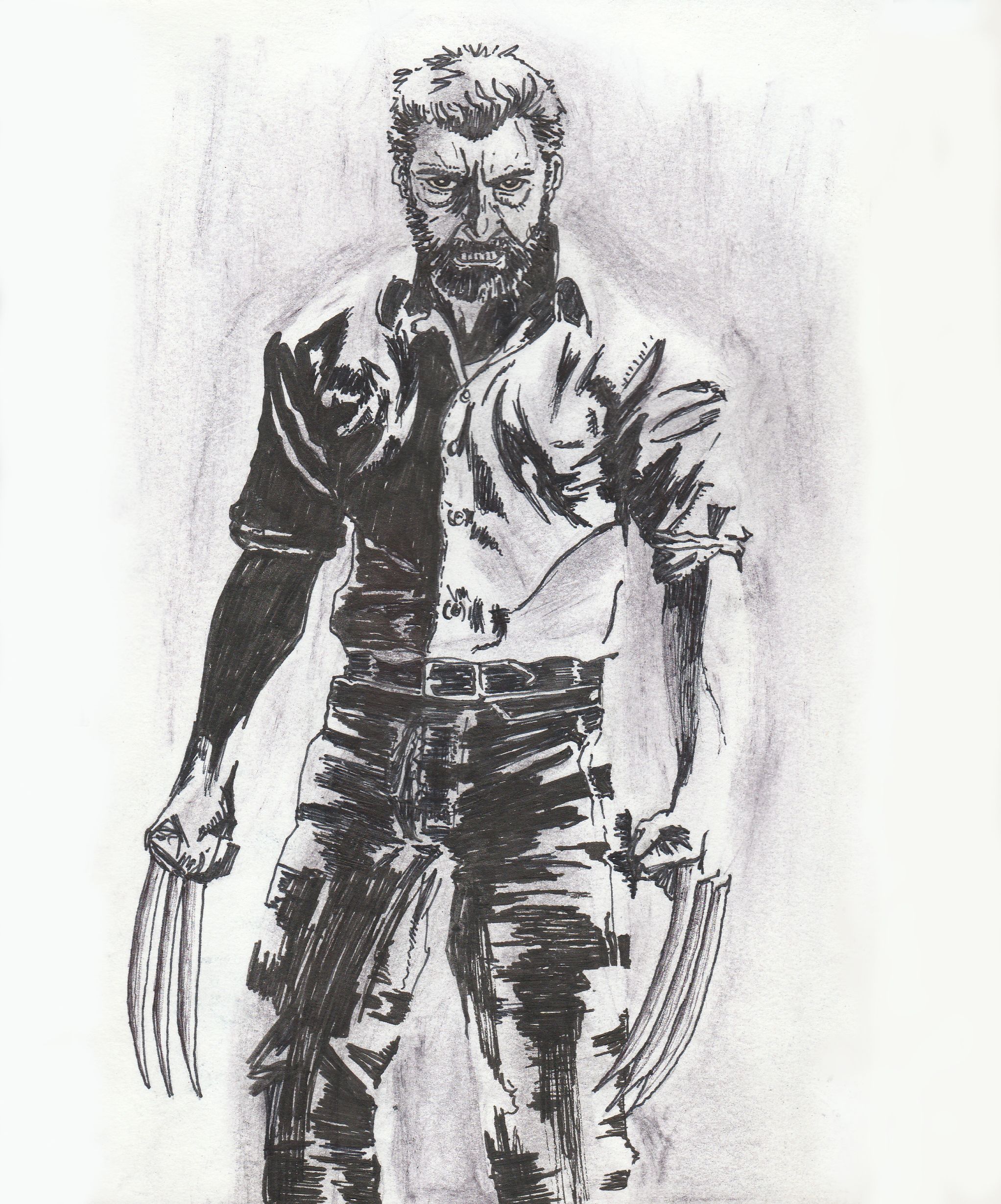 2044x2460 Hugh Jackman As Logan - Logan Drawing