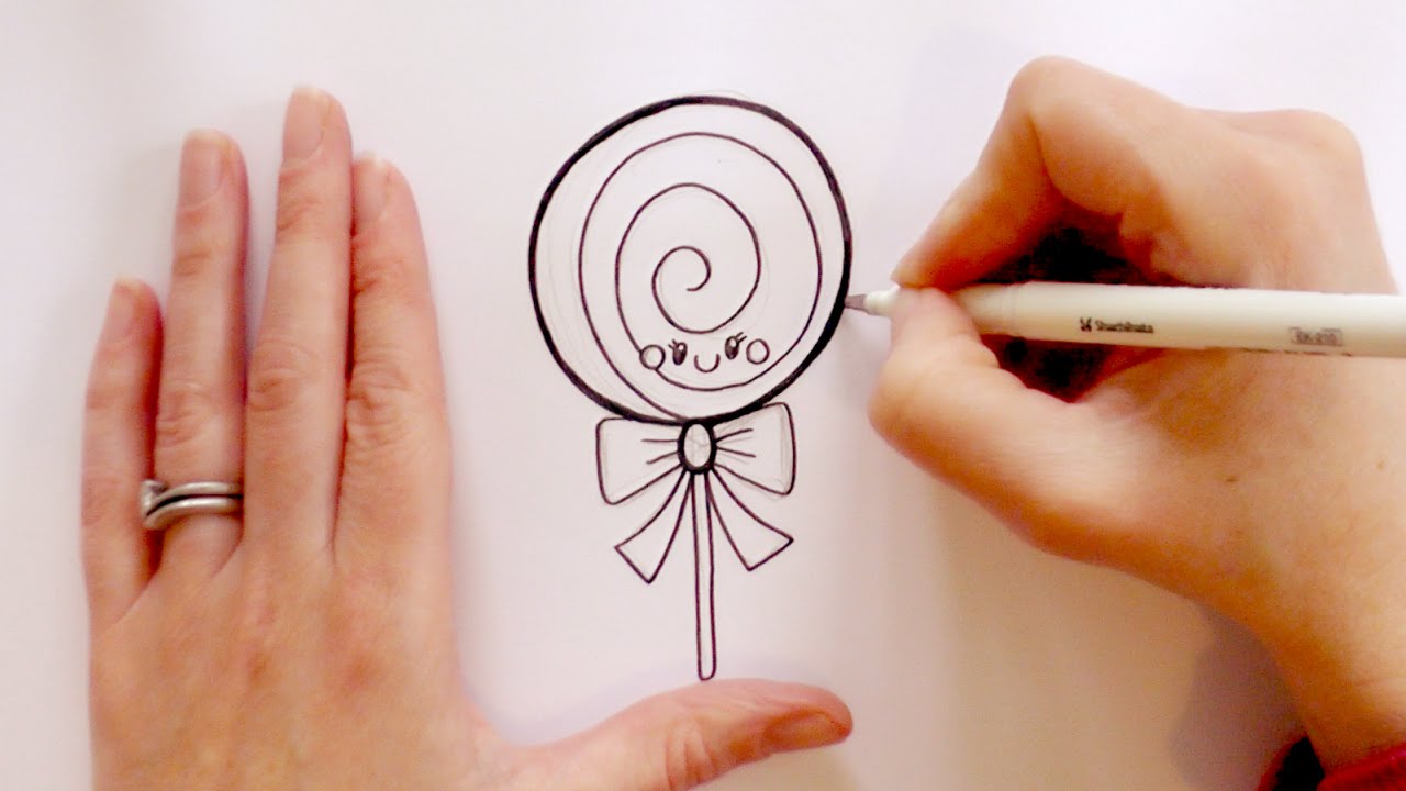 1280x720 How To Draw A Cartoon Lollipop - Lollipop Drawing