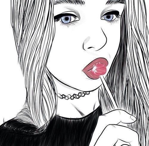 500x491 Drawing Of A Girl With A Lollipop In Her Mouth Art Lollipops - Lollipop Drawing