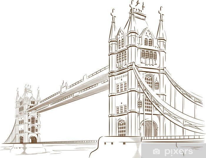 700x536 sketch of british tourism landmark - London Bridge Drawing