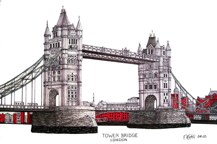 900x600 Tower Bridge - London Bridge Drawing
